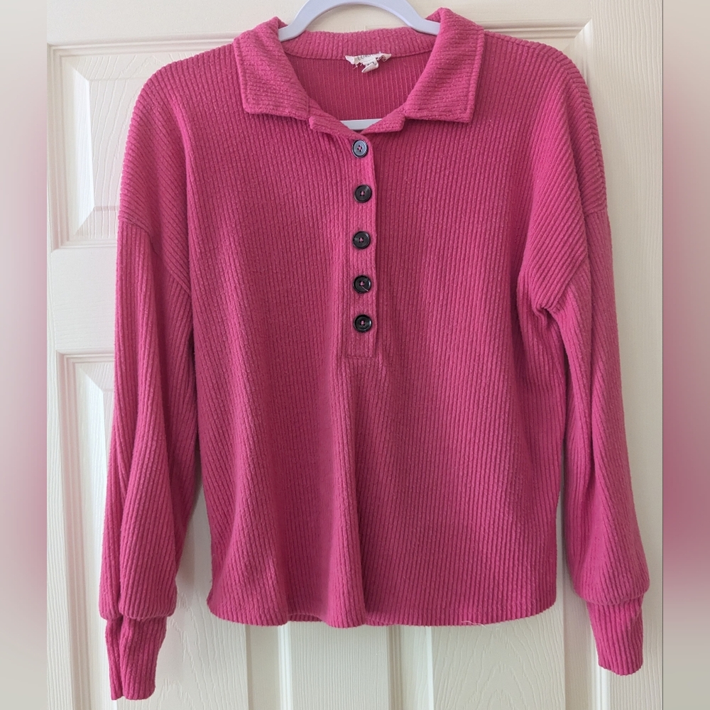 Hot Pink Collar Sweater